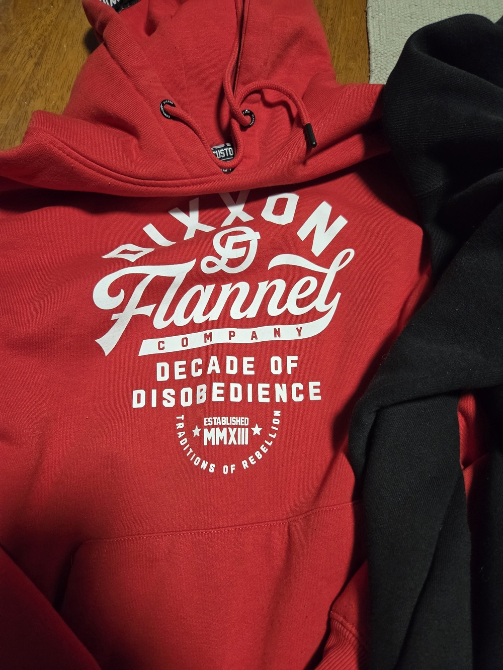 9DIXXON Black Hoodie with White Logo and Red Tag Size Medium